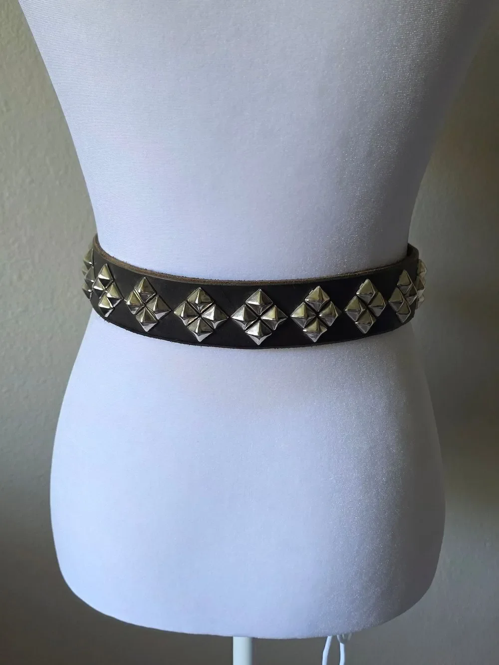 Dark Brown Silver Studded Punk Rock Vintage Genuine Leather Belt